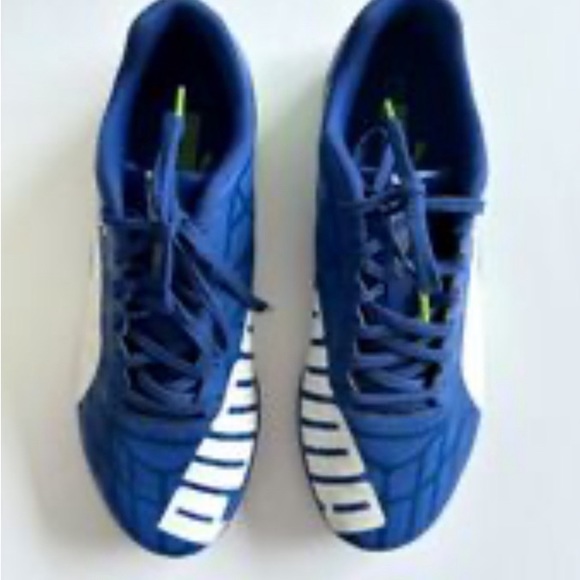 Puma evoSpeed Kids Soccer Shoes electric Blue, Green and White size 5 - Picture 2 of 4